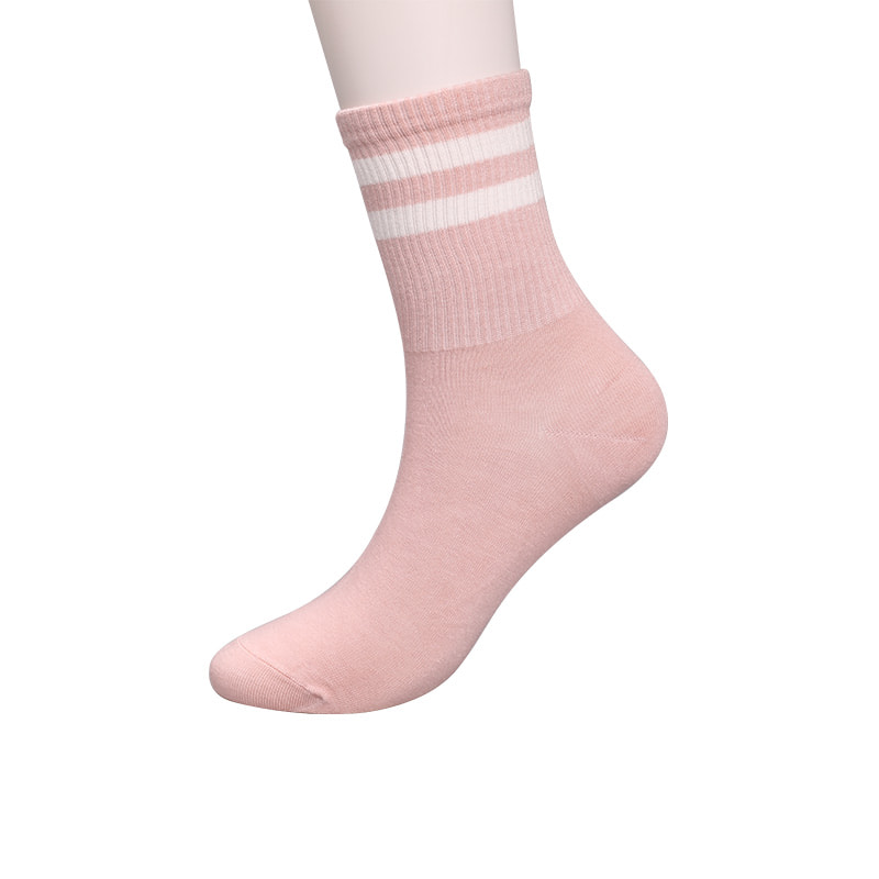 Puha fonott selyem nylon ammóniával borított 2 vízszintes csíkkal és megerősített, kézzel varrott női zokni WSD1536