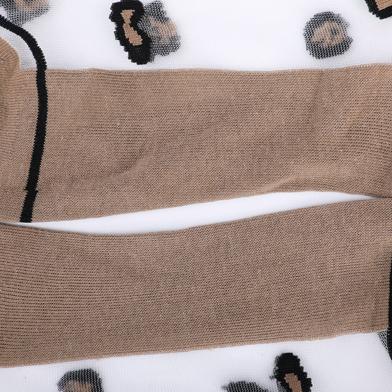 Divat átlátszó nylon selyem pamut alsó női zokni Leopárd mintás virág átlátszó selyem női zokni Kristály selyem női zokni WSD1939