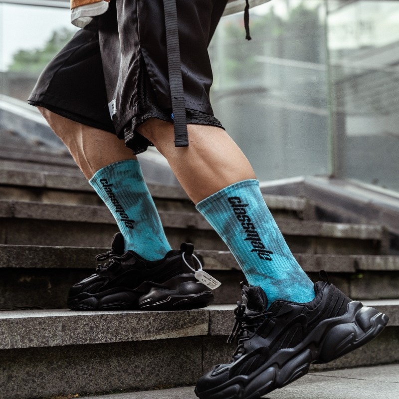 Divat nyakkendőfesték, személyre szabott Sox Jacquard Oem Crew Street Sport Férfi Print Designer Logo Egyedi zokni