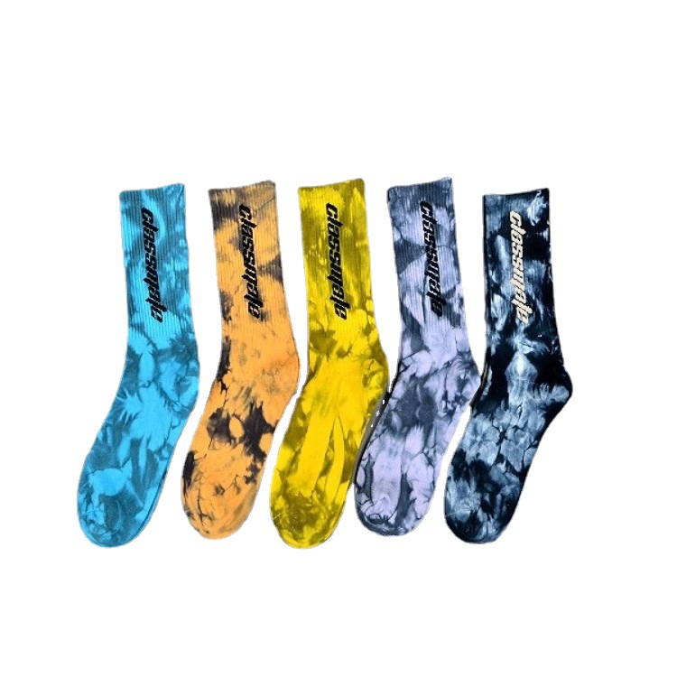 Divat nyakkendőfesték, személyre szabott Sox Jacquard Oem Crew Street Sport Férfi Print Designer Logo Egyedi zokni